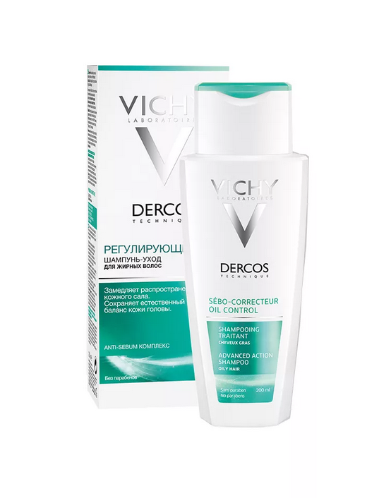 Vichy Dercos шампунь регулирующий для жирных волос, шампунь, 200 мл, 1 шт.