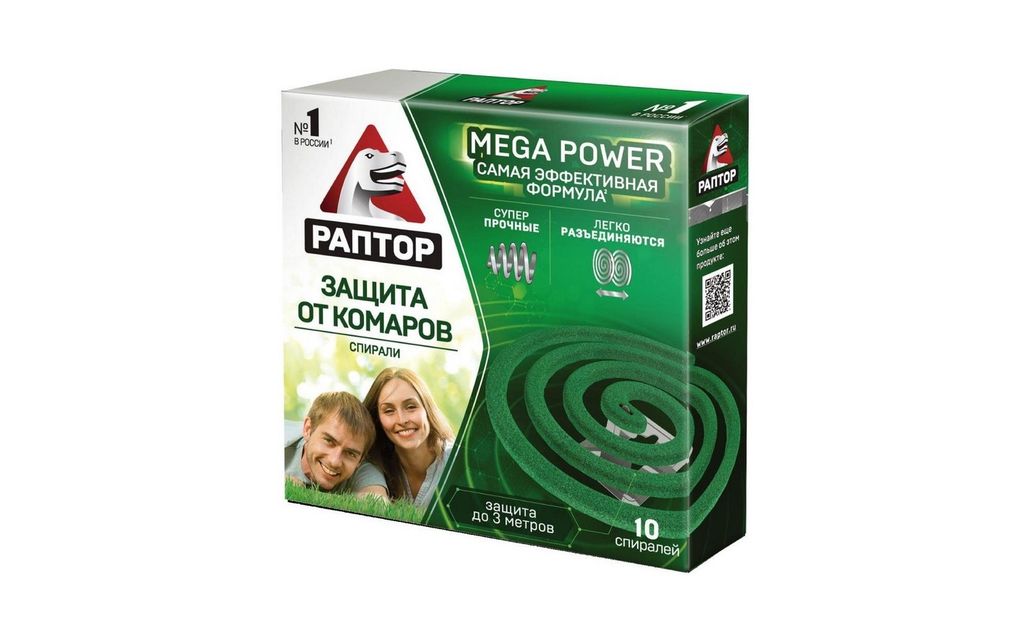фото упаковки Раптор Mega Power Спираль от комаров без запаха
