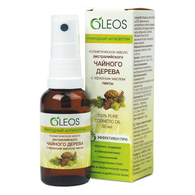 фото упаковки Oleos Природный антисептик Масло австралийского Чайного дерева с маслом пихты