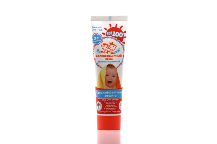 фото упаковки Рома+Машка крем детский солнцезащитный SPF 100