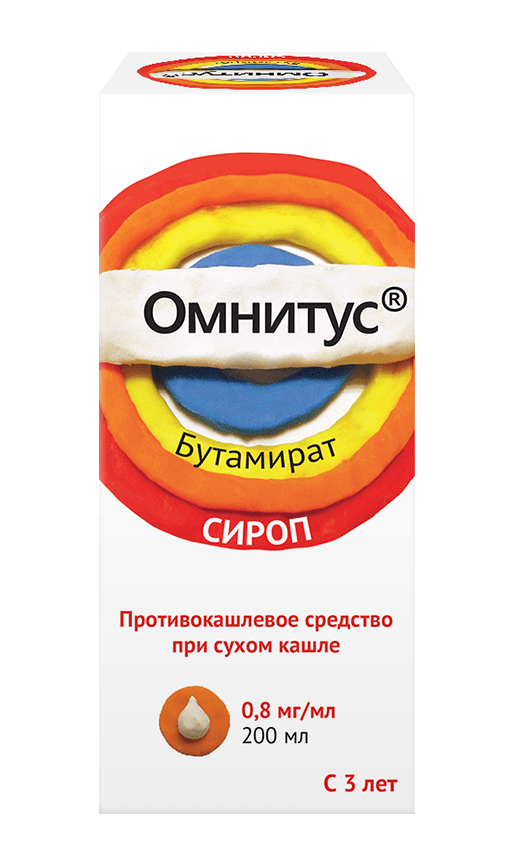 Омнитус, 0.8 мг/мл, сироп, 200 мл, 1 шт. купить по цене от 285 руб в Челябинске, заказать с доставкой в аптеку, инструкция по применению, отзывы, аналоги, Hemofarm