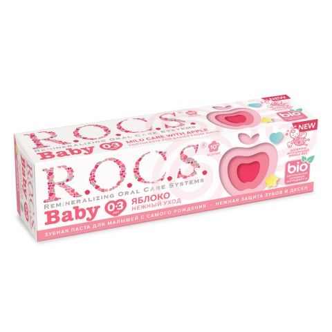 фото упаковки ROCS Baby зубная паста нежный уход яблоко
