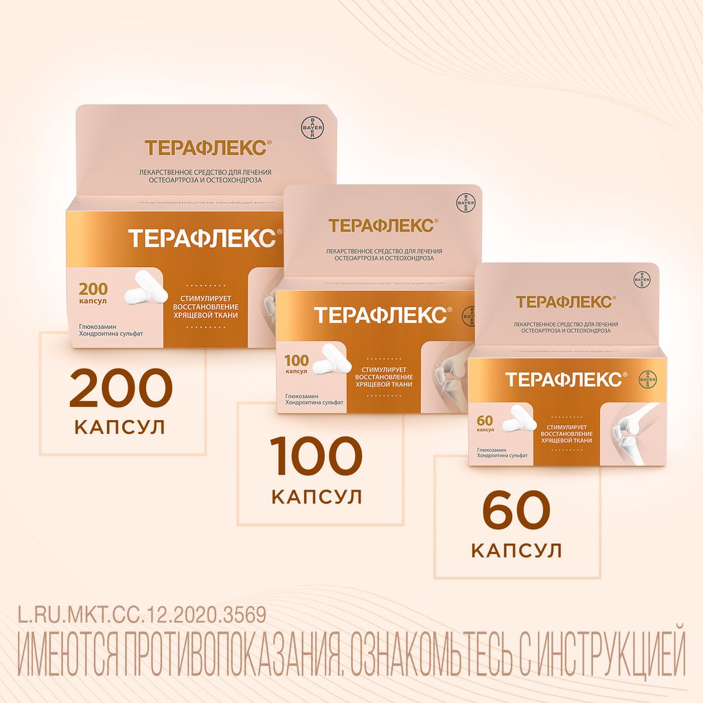Терафлекс, 500 мг+400 мг, капсулы, 60 шт.