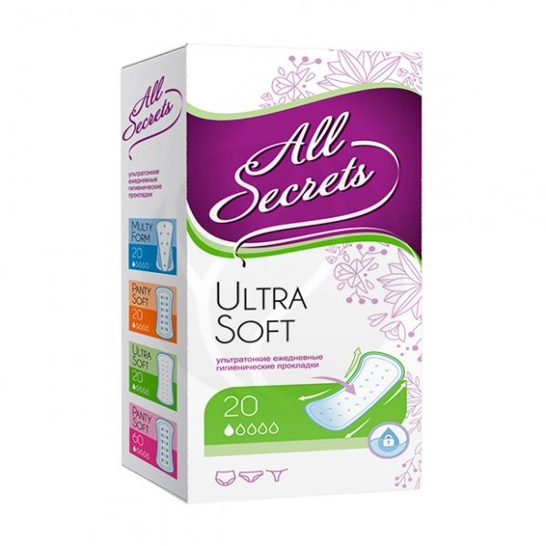 фото упаковки All Secrets Ultra Soft ежедневные прокладки