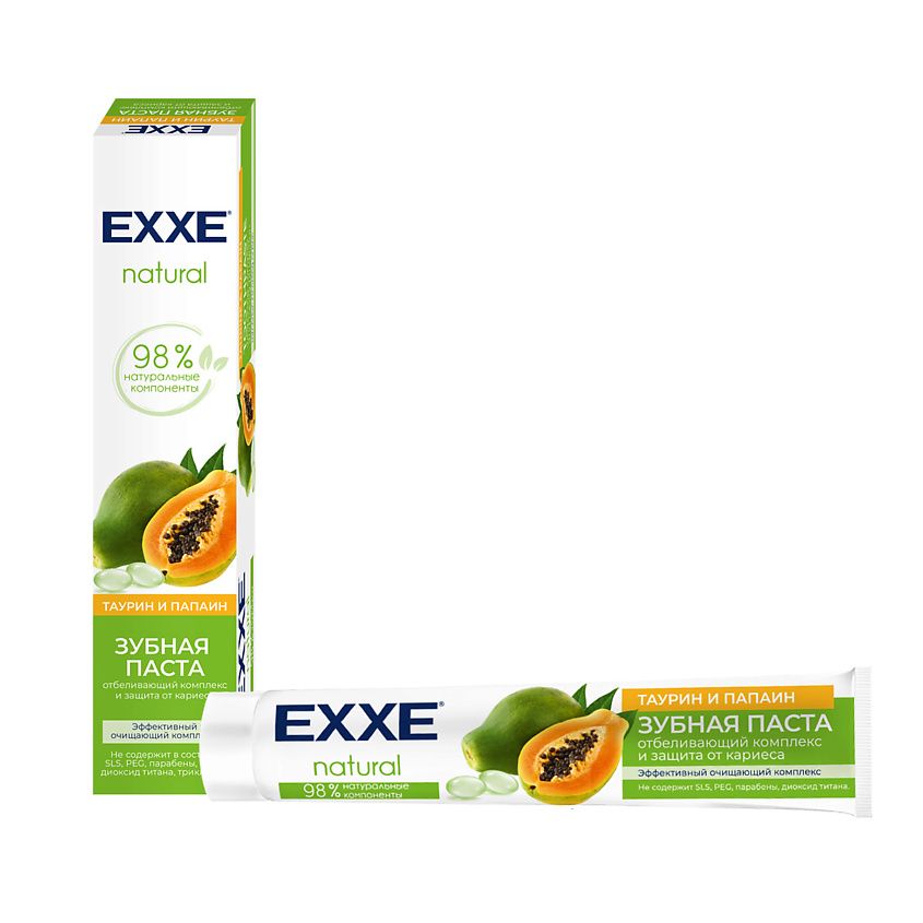 фото упаковки Exxe natural Зубная паста Таурин и папаин