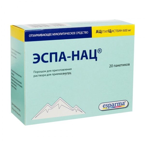 Эспа-Нац, 600 мг, порошок для приготовления раствора для приема внутрь, 3 г, 20 шт.