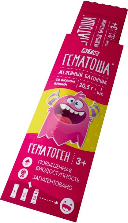 фото упаковки Гематоша Батончик желейный вкус вишни