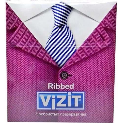 Презервативы Vizit Ribbed, презерватив, ребристые, 3 шт.