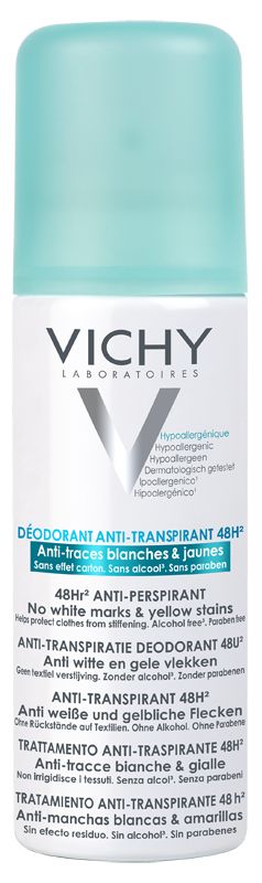 фото упаковки Vichy Deodorants дезодорант-аэрозоль против белых и желтых пятен 48 ч