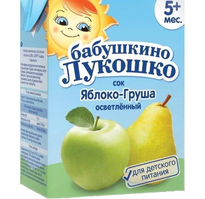 фото упаковки Бабушкино Лукошко Сок яблоко груша осветленный