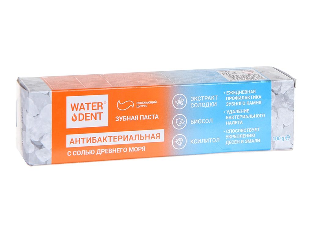 Waterdent Паста зубная антибактериальная, с солью Древнего моря, 100г, 1 шт.