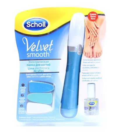 фото упаковки Scholl Velvet Smooth электрическая пилка для ногтей