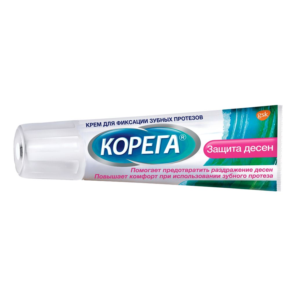 Корега Защита десен Крем для фиксации зубных протезов, крем для фиксации зубных протезов, 40 г, 1 шт.