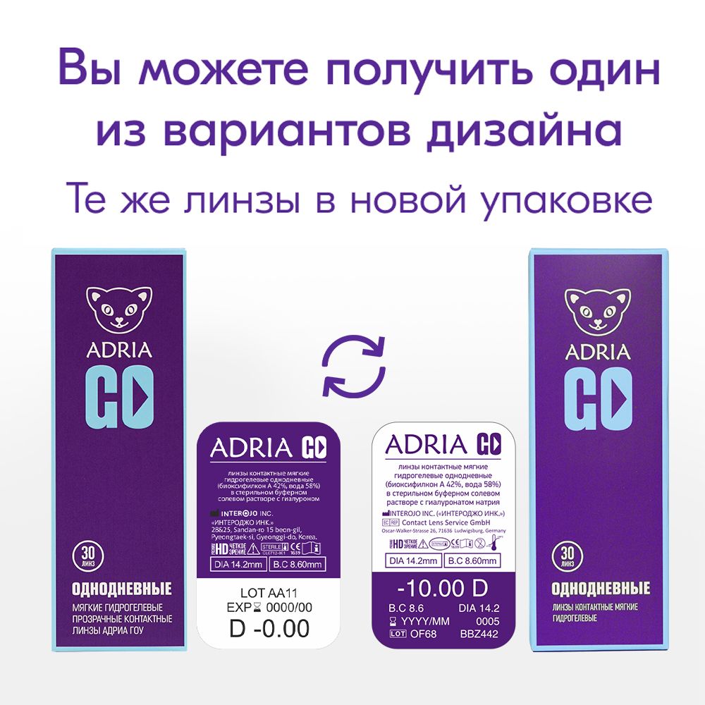 Adria Go Контактные линзы однодневные, BC=8.6 d=14.2, D(-5.25), 30 шт.