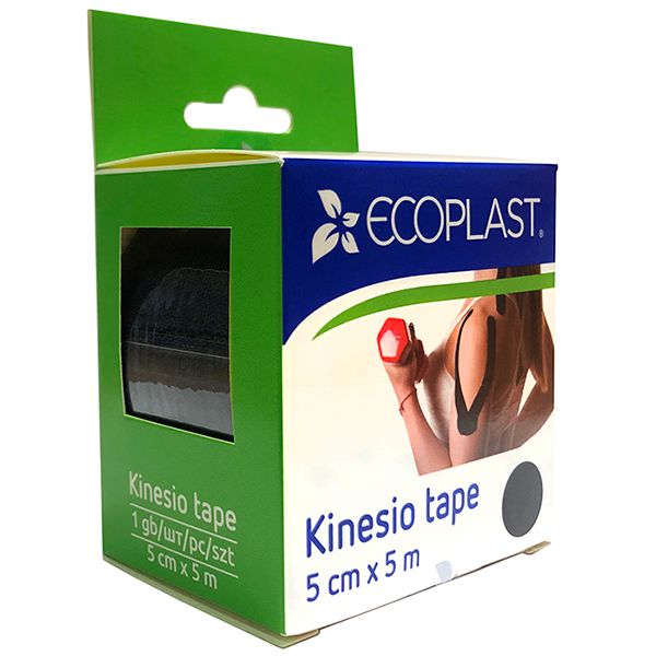 Ecoplast Кинезиотейп, 5х500см, черный, 1 шт.
