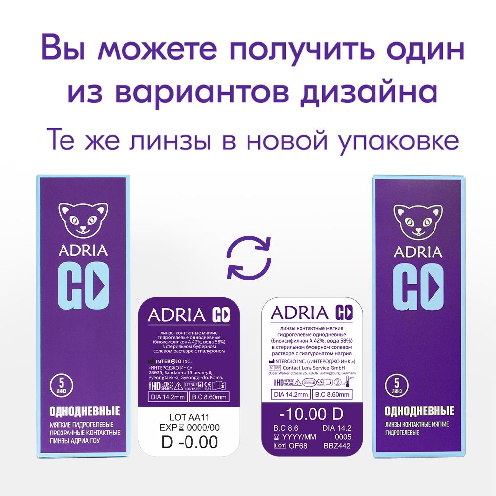 Adria Go Контактные линзы однодневные, BC=8.6 d=14.2, D(-5.50), 5 шт.