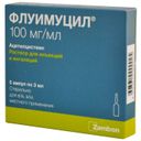 Флуимуцил, 100 мг/мл, раствор для инъекций и ингаляций, 3 мл, 5 шт.