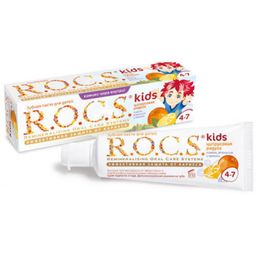 ROCS Kids Зубная паста Цитрусовая радуга Лимон апельсин и ваниль