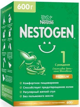 Nestogen 1, для детей с рождения, смесь молочная сухая, с пребиотиками и лактобактериями, 600 г, 1 шт.