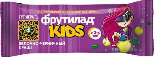 Фрутилад Kids батончик Яблочно-черничный краш, батончик, для детей с 3 лет, 25 г, 1 шт.