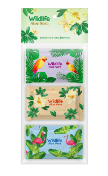 Wildlife Салфетки влажные универсальные, с алоэ вера, 6 упаковок, 8 шт.