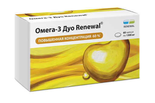 Омега-3 Дуо Renewal, 1300 мг, капсулы, 60 шт.