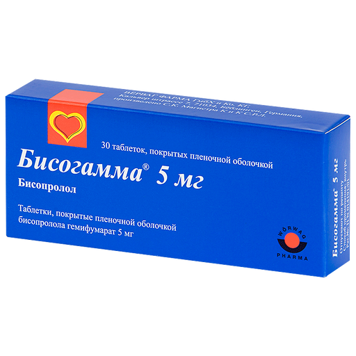 Бисогамма, 5 мг, таблетки, покрытые пленочной оболочкой, 30 шт.