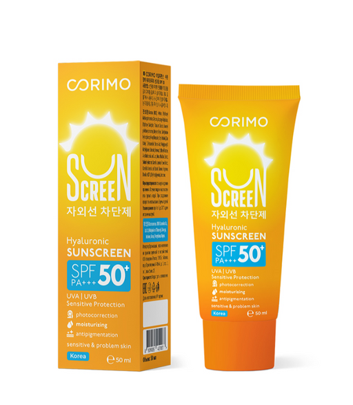 Corimo Крем солнцезащитный увлажняющий водостойкий SPF50+, крем, для чувствительной кожи, 50 мл, 1 шт.