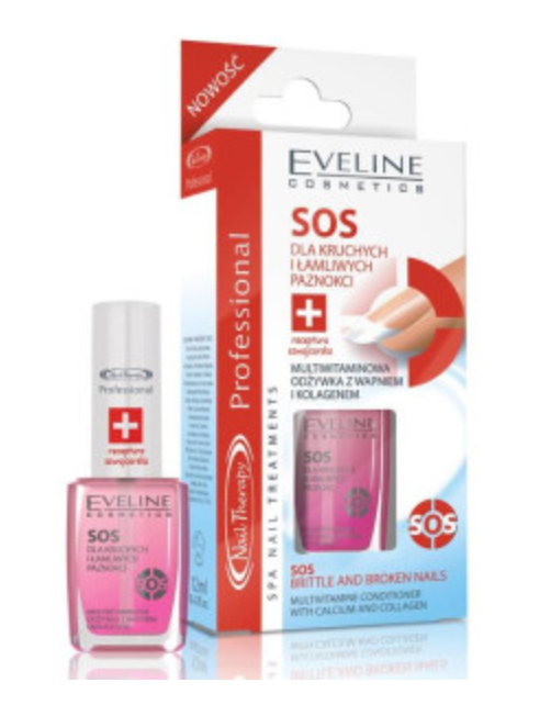 Eveline Nail Therapy Professional SOS для укрепления ногтей, для хрупких и ломких ногтей, 12 мл, 1 шт.