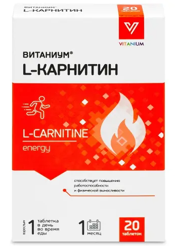 L-карнитин витаниум, 1040 мг, таблетки, 20 шт.
