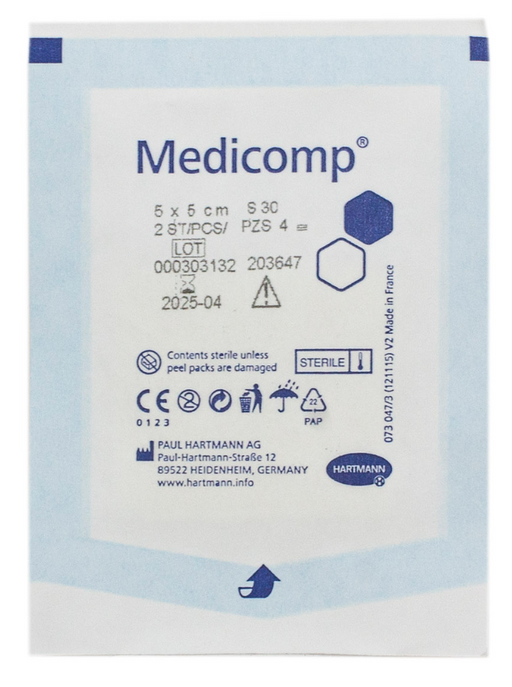 Medicomp салфетки стерильные, 5х5см, из нетканого материала, 2 шт.