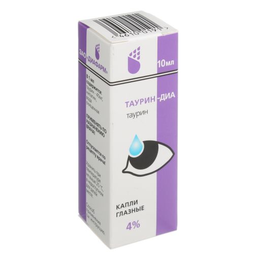 Таурин-ДИА, 4%, капли глазные, 10 мл, 1 шт.