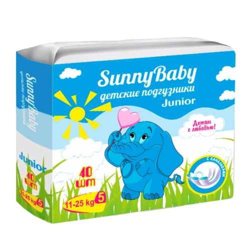 Sunnybaby Подгузники детские Junior, 11-25 кг, 40 шт.