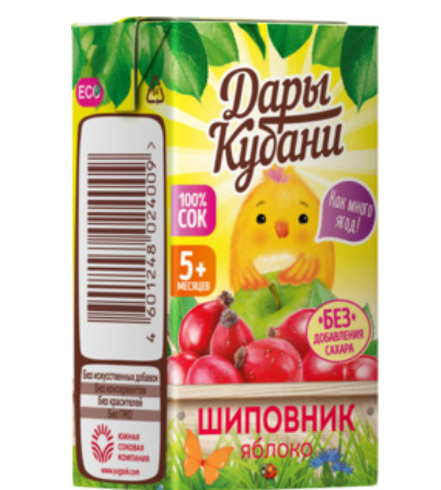 Дары Кубани Сок яблочно-шиповниковый осветленный, для детей с 5 месяцев, 125 мл, 1 шт.