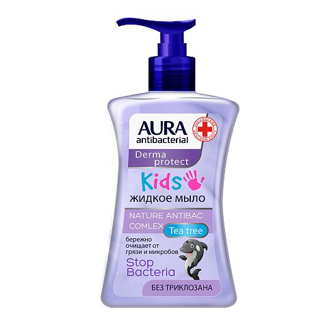 Aura Kids Крем-мыло жидкое антибактериальное, крем-мыло, 250 мл, 1 шт.