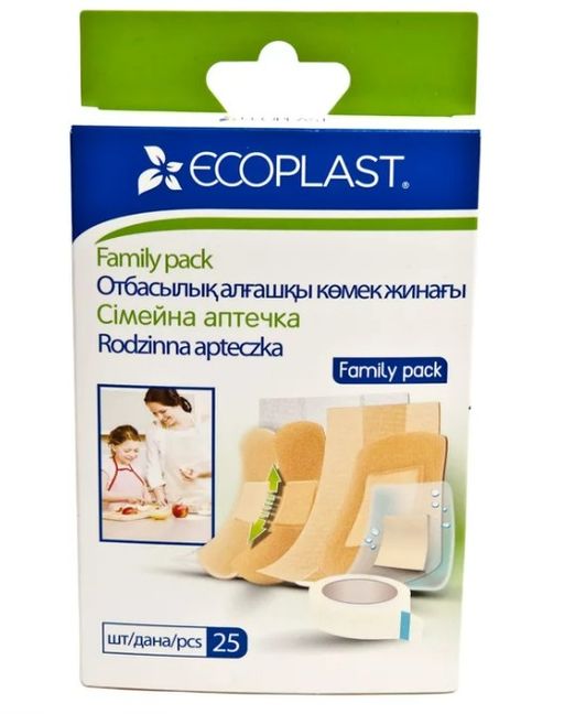 Ecoplast Family pack Набор пластырей медицинских, на разных основах, 25 шт.