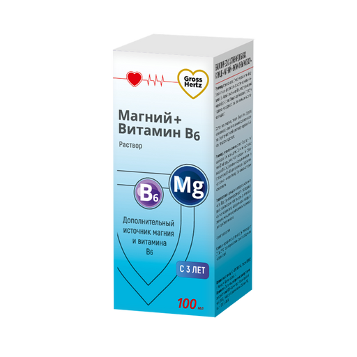 Гроссхертц Магний Витамин В6, раствор для приема внутрь, 100 мл, 1 шт.