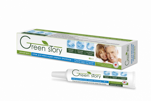 Green story Крем для фиксации зубных протезов, крем для фиксации зубных протезов, мятный вкус, 40 г, 1 шт.