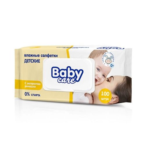 Baby Care Влажные салфетки для детской гигиены, с экстрактом ромашки, 100 шт.