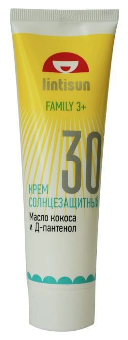 Lintisun Крем солнцезащитный для всей семьи SPF30, крем для тела, 100 мл, 1 шт.