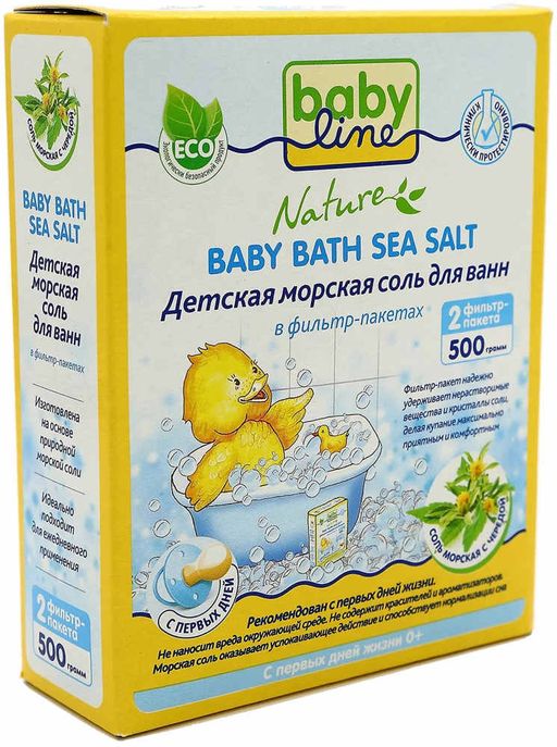 Babyline Nature соль морская детская для ванн, соль для ванн, с чередой, 250 г, 2 шт.
