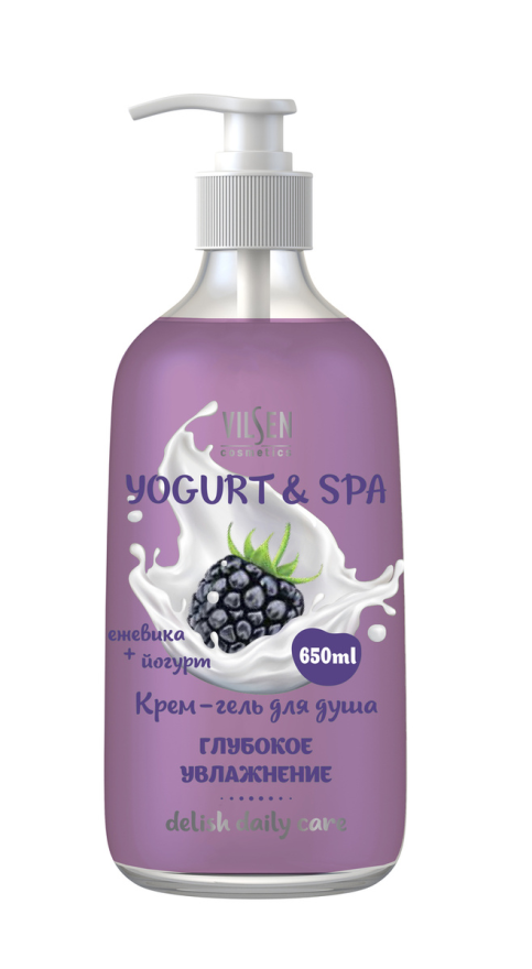 Vilsen Yogurt & Spa Крем-гель для душа Глубокое увлажнение ежевика + йогурт, крем-гель, 650 мл, 1 шт.