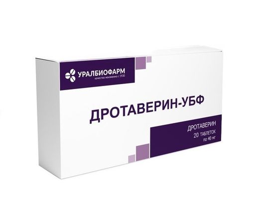 Дротаверин-УБФ, 40 мг, таблетки, 20 шт.