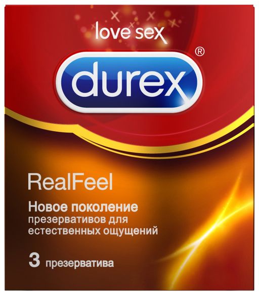 Презервативы Durex Real Feel, презерватив, анатомической формы, 3 шт.