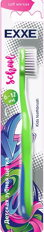 Экс Скул Зубная щетка детская мягкая 6-12 лет, цвет в ассортименте, 1 шт.
