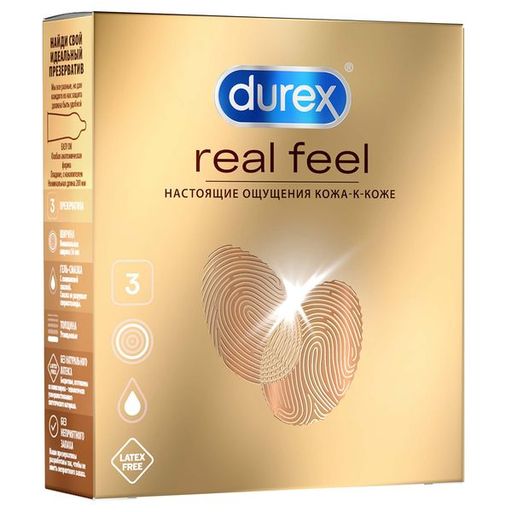 Презервативы Durex Real Feel, презервативы, анатомической формы, 3 шт.