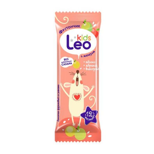 Леовит Leo Kids Фрутончик батончик фруктовый со злаками, яблоко курага рис, 20 г, 1 шт.