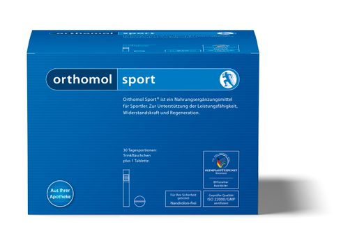 Orthomol Sport, питьевые бутылочки и таблетки, на 30 дней, 30 шт.