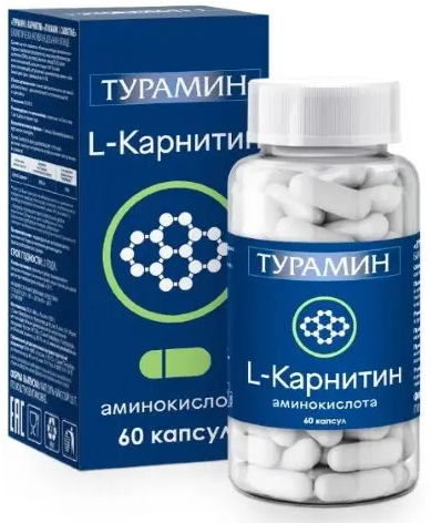 Турамин L-карнитин, 500 мг, капсулы, 60 шт.
