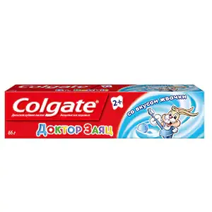 Colgate Доктор Заяц детская зубная паста, паста гелевая зубная, со вкусом жвачки, 50 мл, 1 шт.
